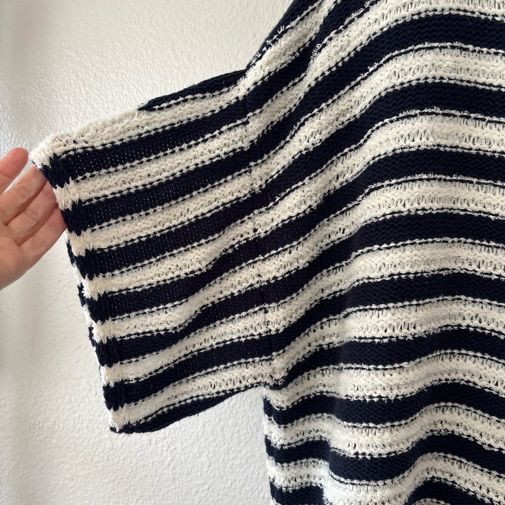 Anthropologie Evie Poncho Sweater Large Striped Relaxed Oversize Short Sleeve - Picture 4 of 9